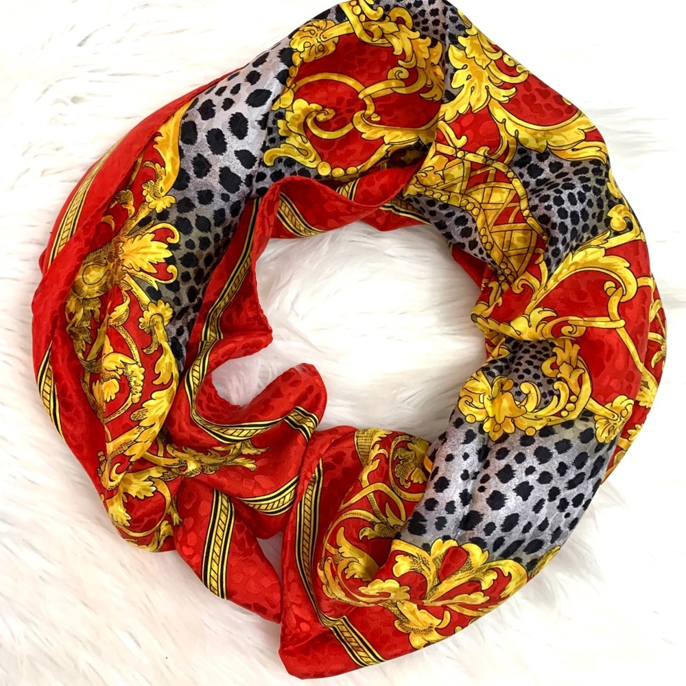 Elegant Red and Gold Scarf